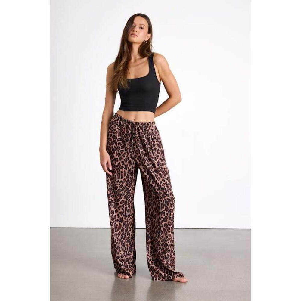 🌟NWT🌟Lulus Kashley Brown Leopard Print Mid-rise Wide-leg Pants - Size M